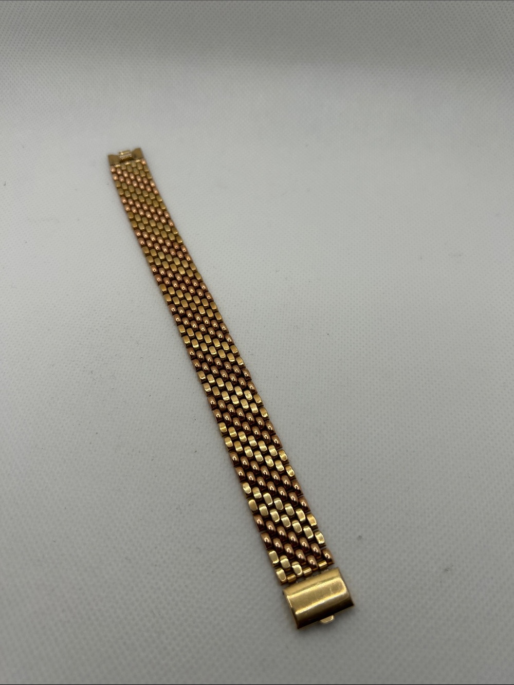 Vintage Krementz Gold Mesh Link Bracelet for Women - yellow & pink gold